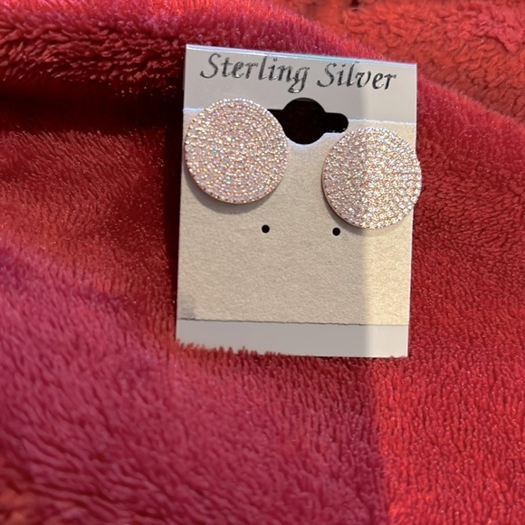 Vintage Luxury style bling stud Sterling Silver earrings New - Picture 3 of 11